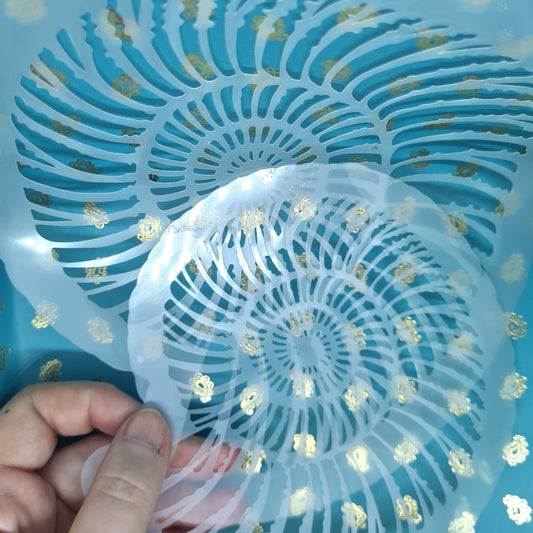 Fine ribbed Fossil Ammonite jurassic Stencil facepaint bodyart cakecraft