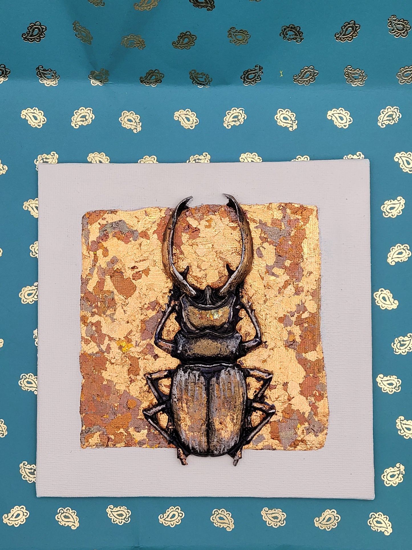 Iridescent Insects (Metallic Gold Foil 3d Art) Decor Art