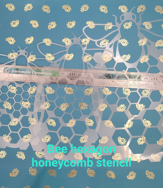 Bee on honeycomb hexagonal Stencil facepaint bodyart cakecraft
