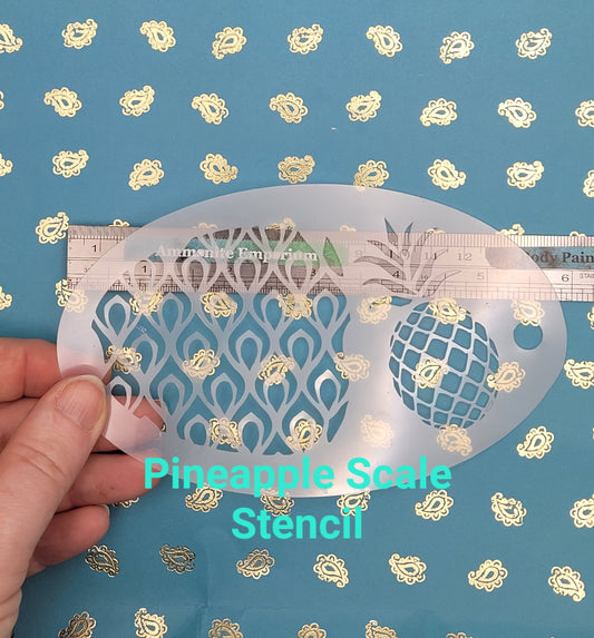 Pineapple scale Tropical Stencil face paint bodyart cakecraft airbrush