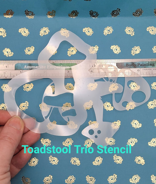 Toadstool Trio fairy Fungi mushroom Alice Stencil face paint bodyart cakecraft