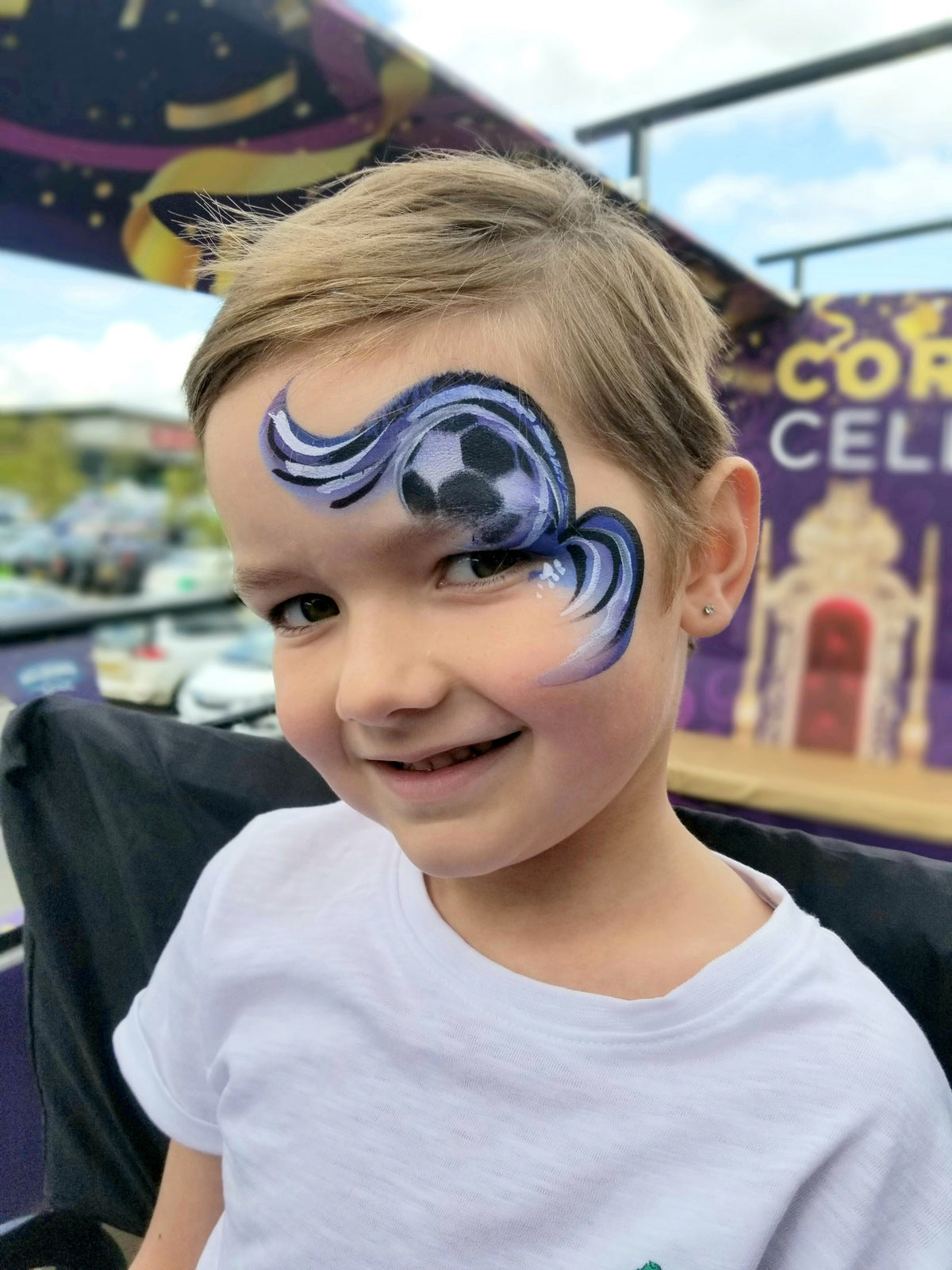 Two Football soccer ball Sports reusable stencil facepaint