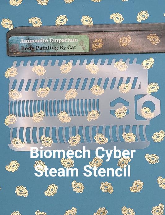 Cyber Mechanoid Cyberpunk tubing Clockwork Steampunk Stencil hex bolt