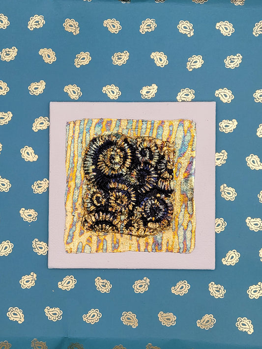 Square Ammonite Assemblages (Metallic Foil 3d Art) Decor Art