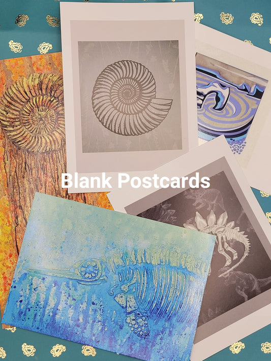 Ammonite Assemblage Copper Blue Postcard Art Card