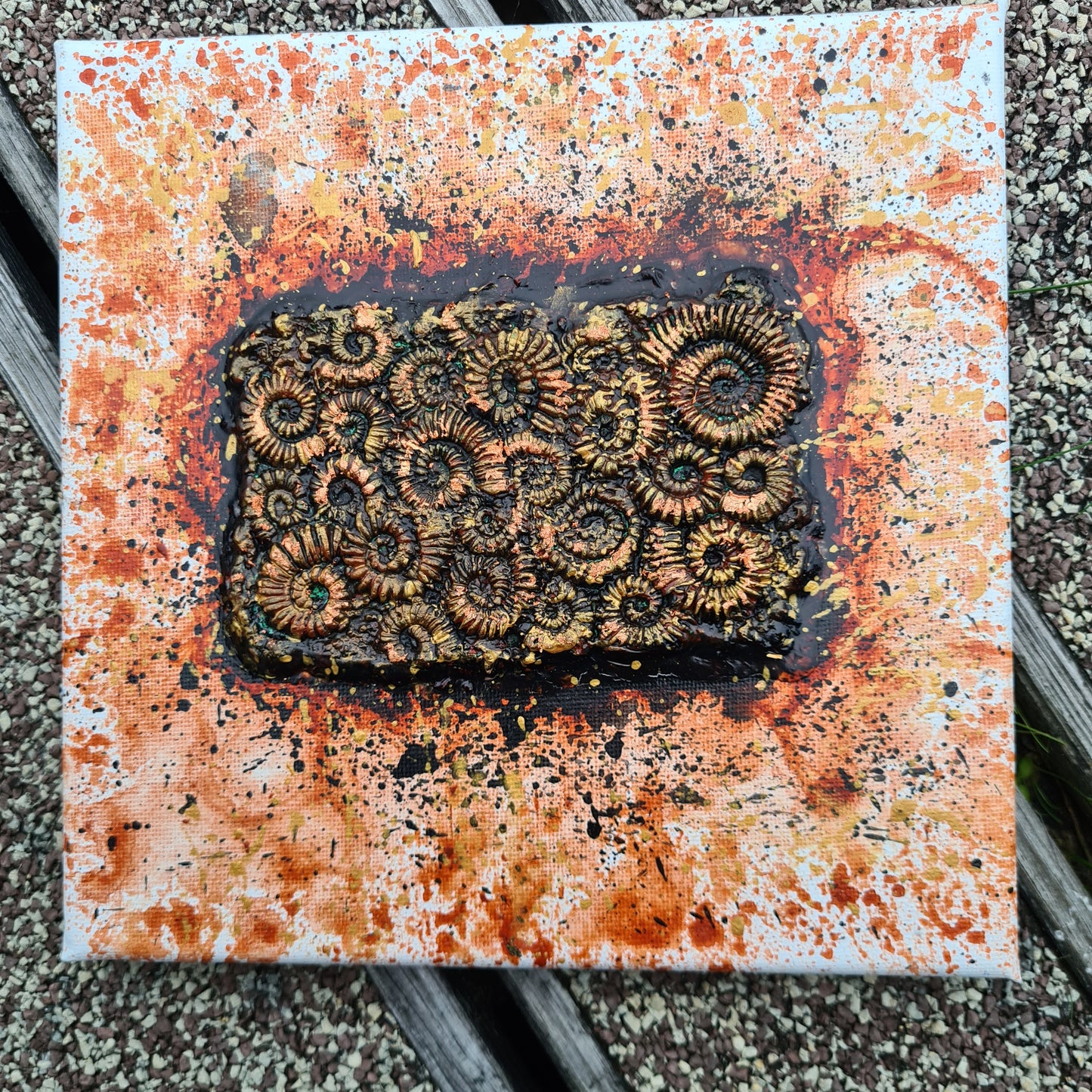 Rectangular Ammonite Assemblages (Metallic Foil 3d Art) Decor Art