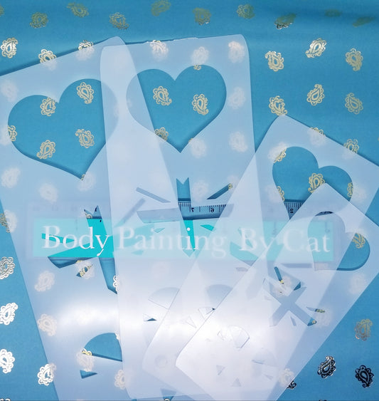 HEART GB FLAG Union Jack stencil facepaint bodyart decor airbrush