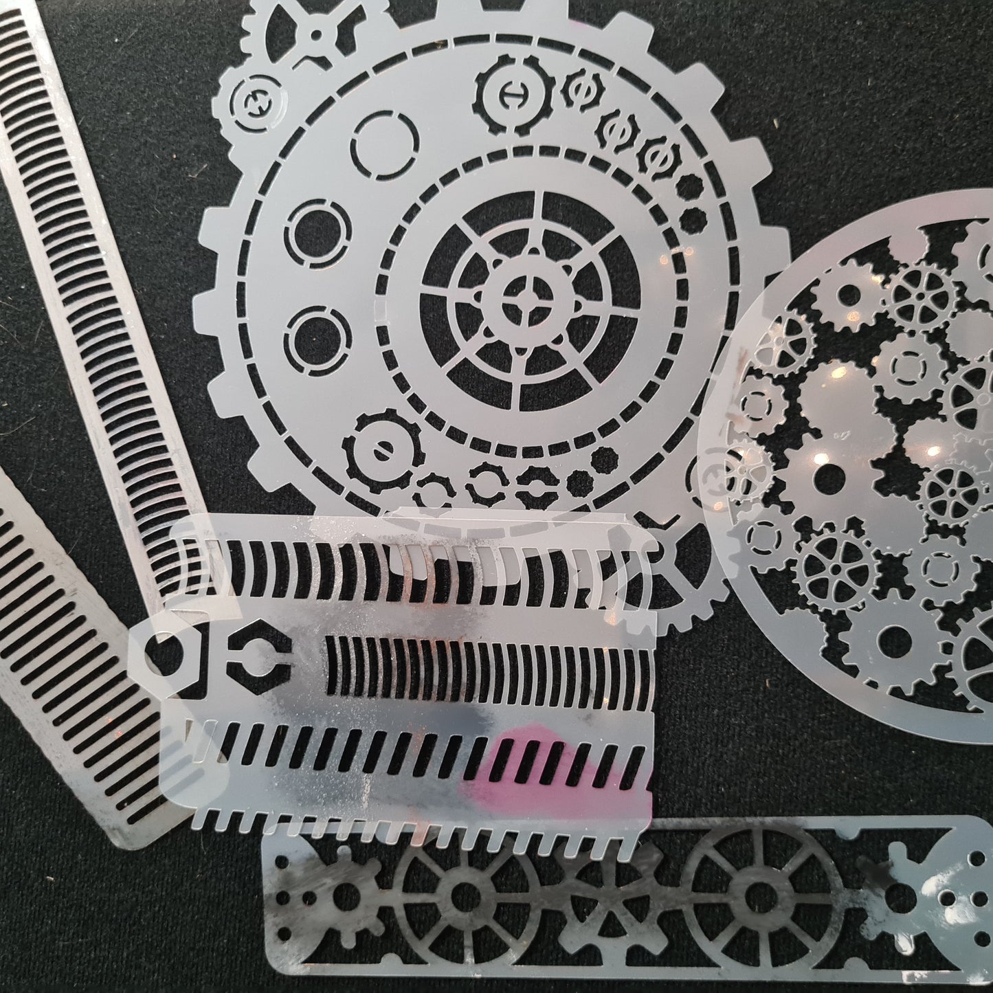 Cyborg Conduits Pipes Steampunk Stencil cog hex airbrush facepaint