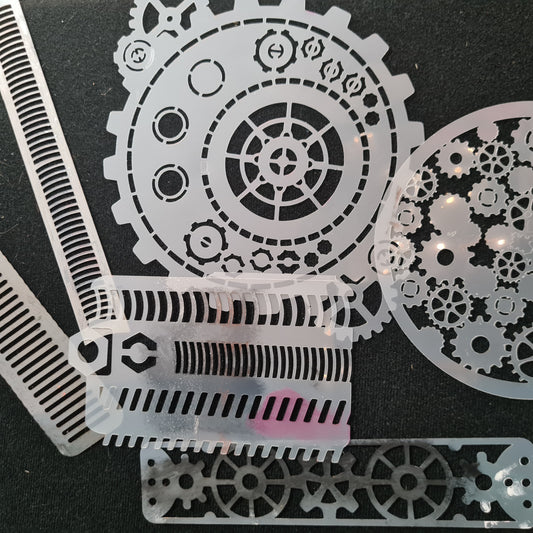 Cyborg Conduits Pipes Steampunk Stencil cog hex airbrush facepaint