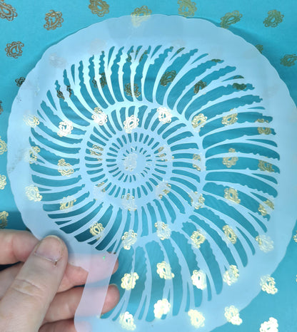 Fine ribbed Fossil Ammonite jurassic Stencil facepaint bodyart cakecraft