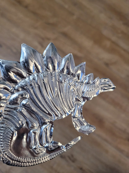Silvery Stegosaur Skeleton (Aluminium Fossil Art)