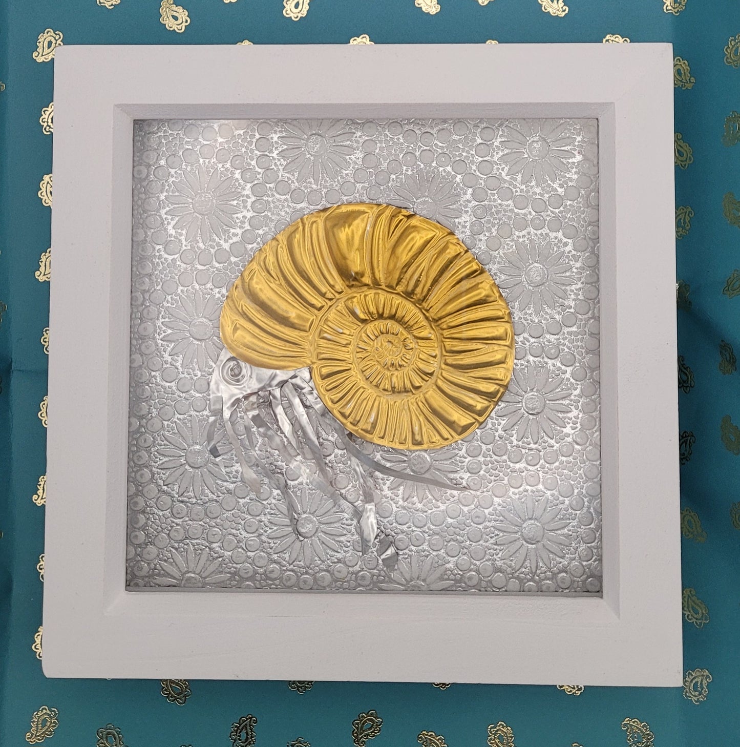 Silver Cephalopod Ammonite (Aluminium Fossil Art)