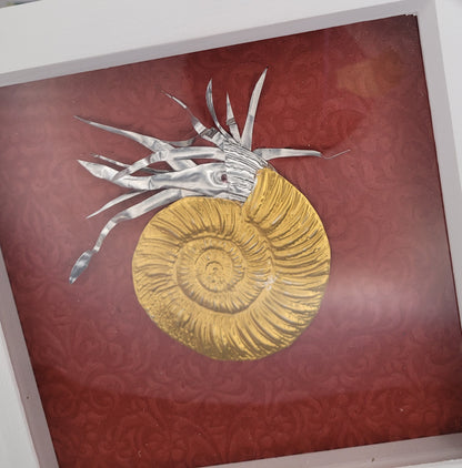 Silver Cephalopod Ammonite (Aluminium Fossil Art)