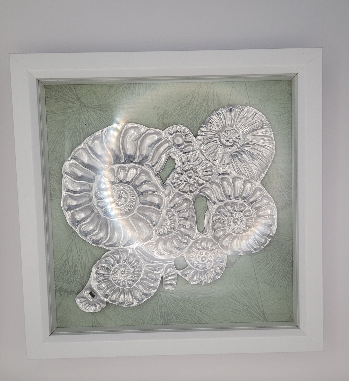 Silver Cephalopod Ammonite (Aluminium Fossil Art)