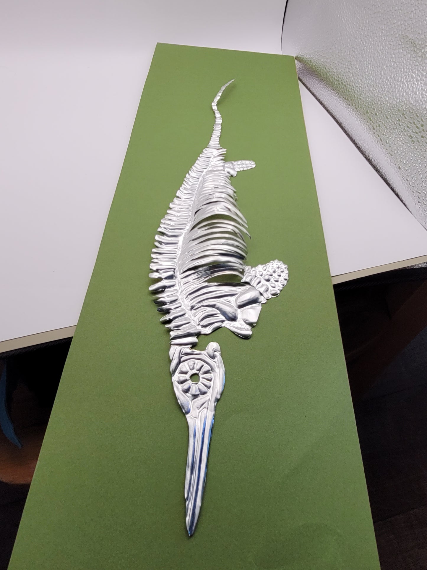 Icthyosaur Aluminium Anning  (Aluminium Fossil Art) 23x8 inch frame