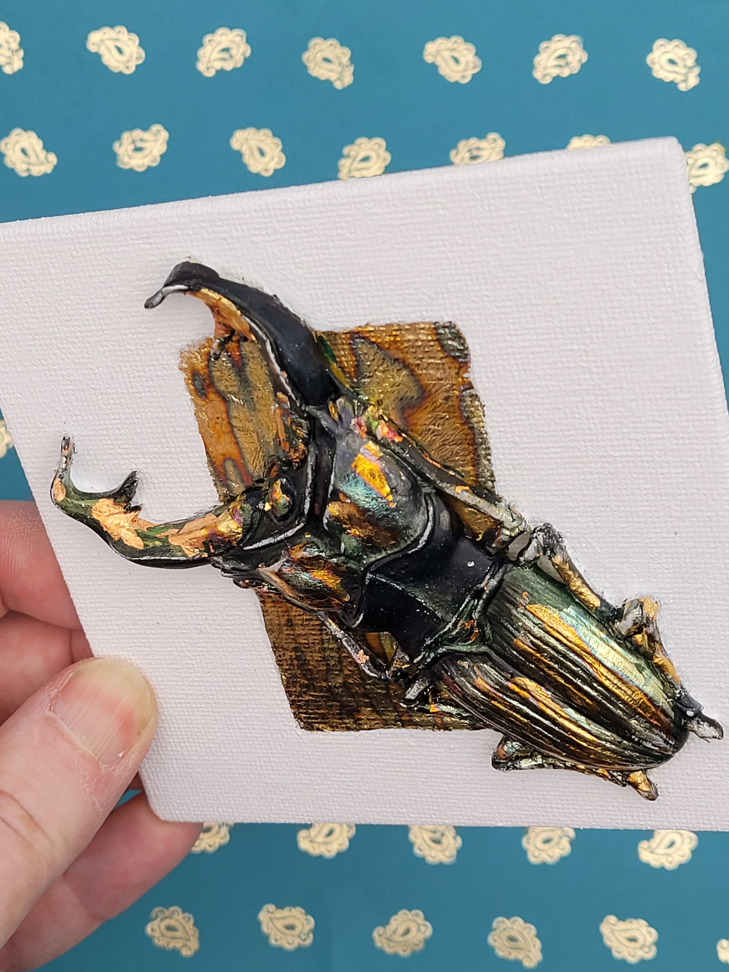 Iridescent Insects (Metallic Gold Foil 3d Art) Decor Art