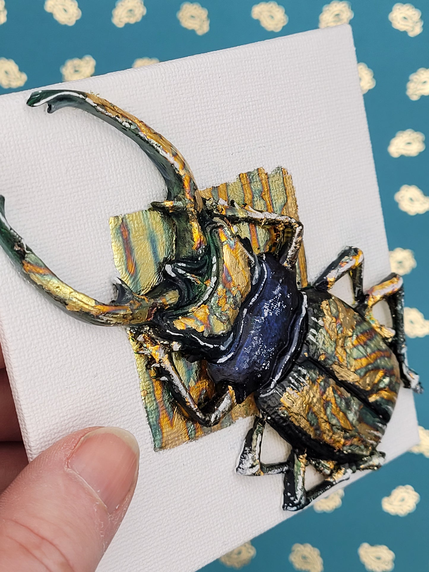 Iridescent Insects (Metallic Gold Foil 3d Art) Decor Art