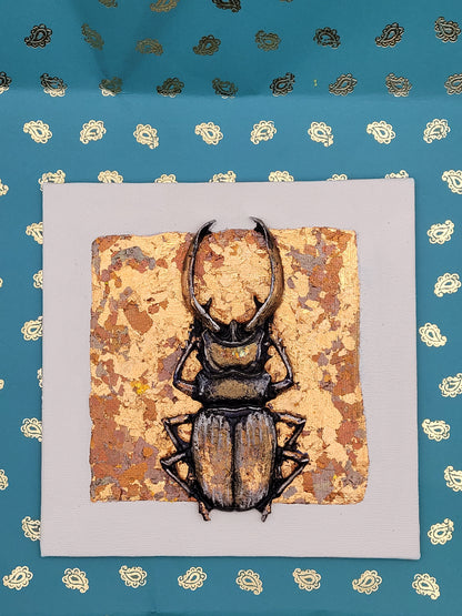 Iridescent Insects (Metallic Gold Foil 3d Art) Decor Art