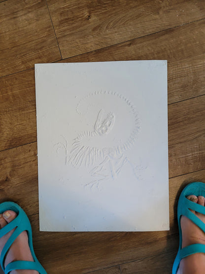 RAPTOR DINOSAUR Faux Fossil Death Curl Plaster Reptile Fossil Art