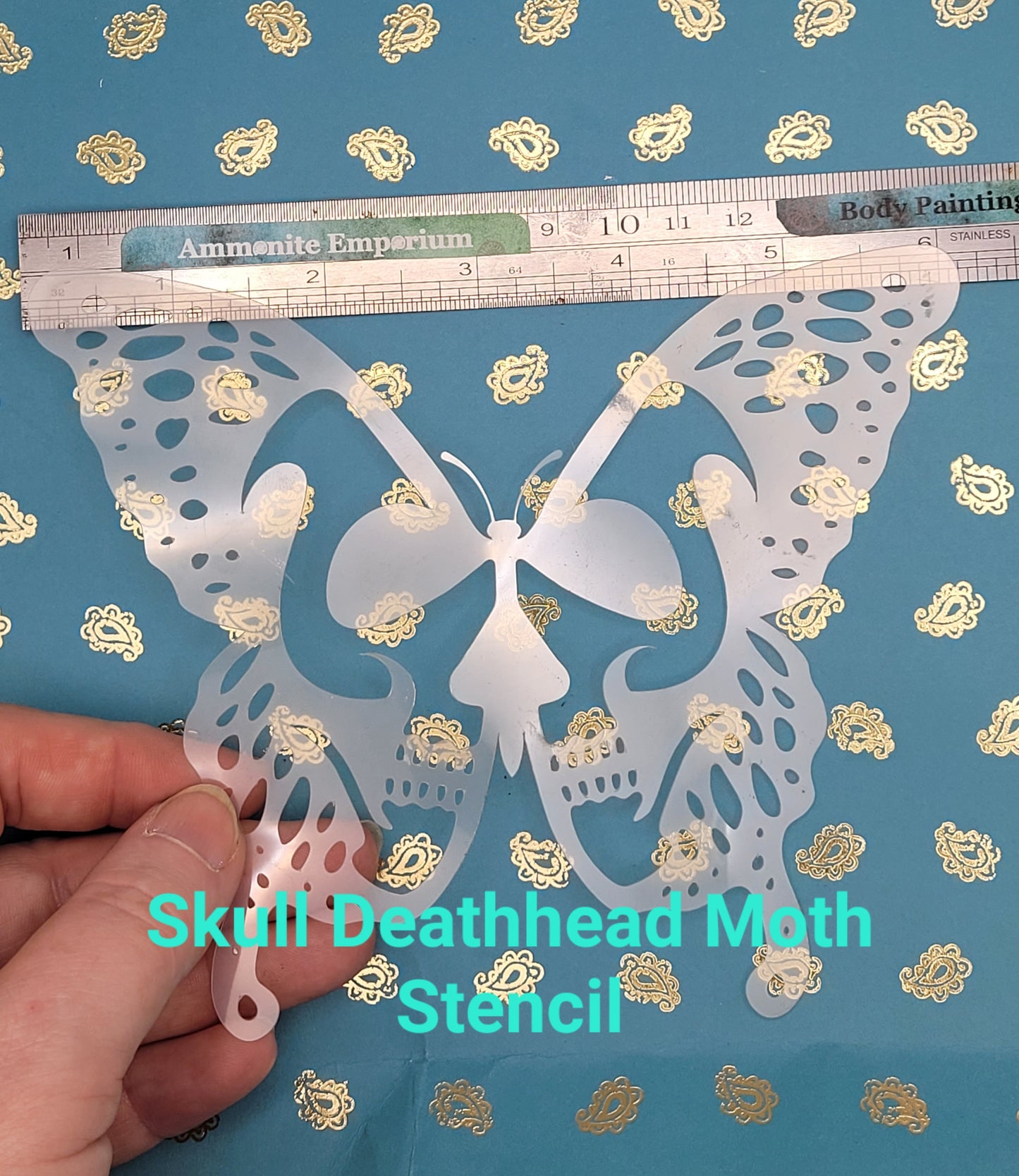 LIGHT PART Skull Bone part Moth death head tattoo stencil facepaint bodyart cakecraft