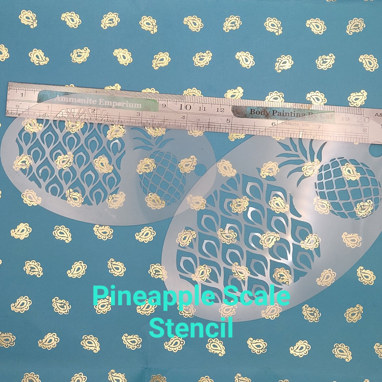 Pineapple scale Tropical Stencil face paint bodyart cakecraft airbrush