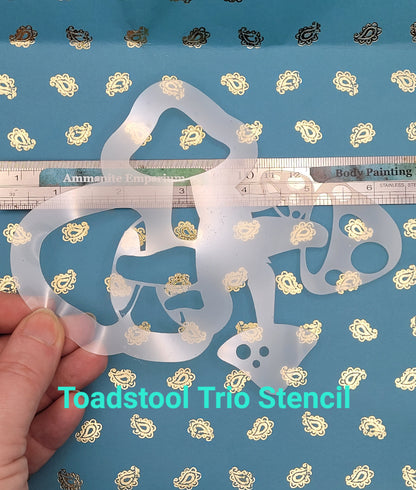 Toadstool Trio fairy Fungi mushroom Alice Stencil face paint bodyart cakecraft