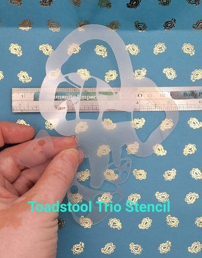 Toadstool Trio fairy Fungi mushroom Alice Stencil face paint bodyart cakecraft