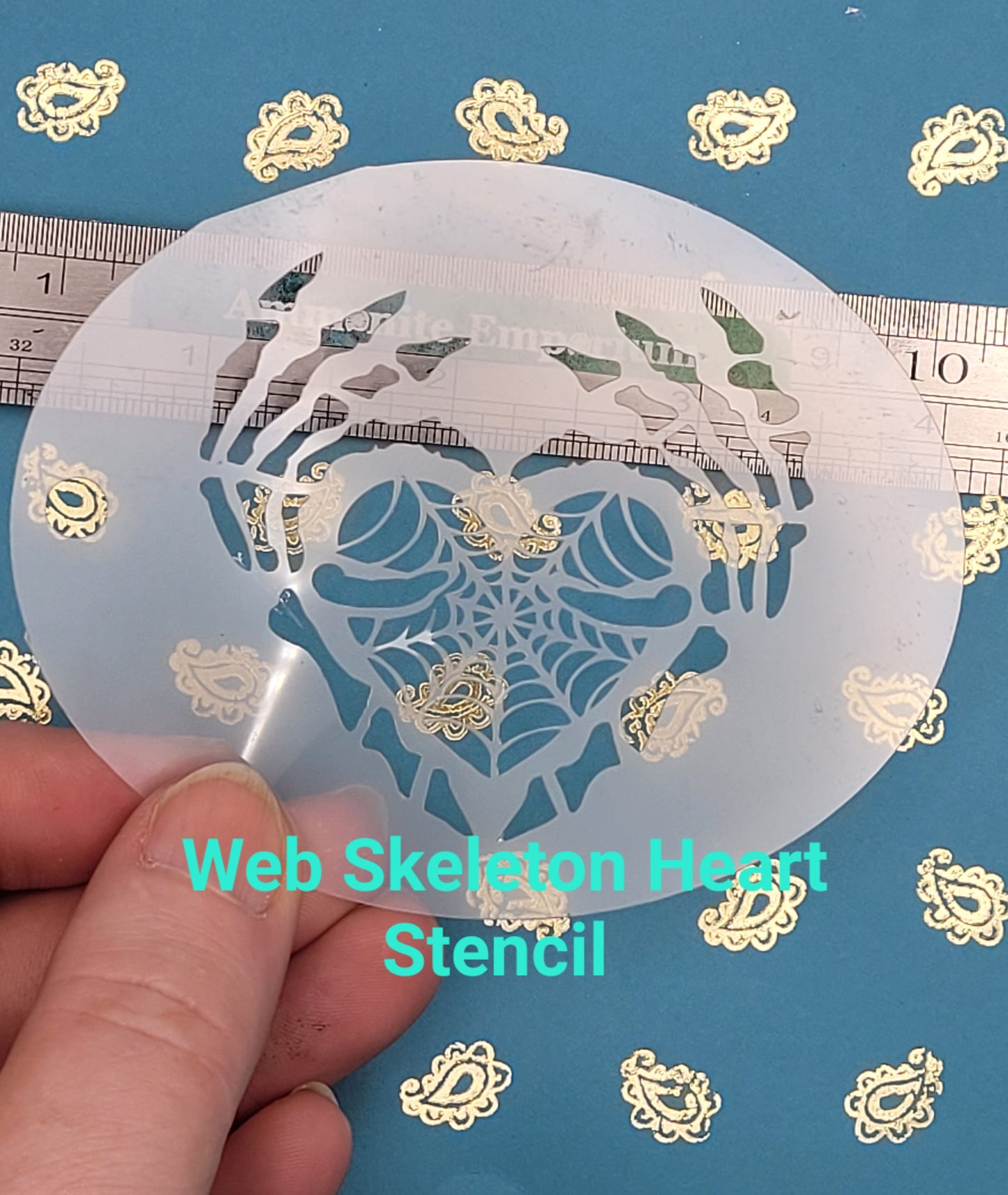 Skeleton Hand Heart WEB halloween creepy reusable stencil facepaint bodyart cakecraft