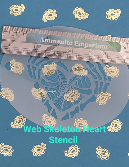 Skeleton Hand Heart WEB halloween creepy reusable stencil facepaint bodyart cakecraft