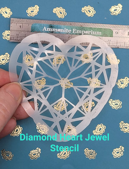 Heart Diamond jewel stencil facepaint bodyart cakecraft reusable
