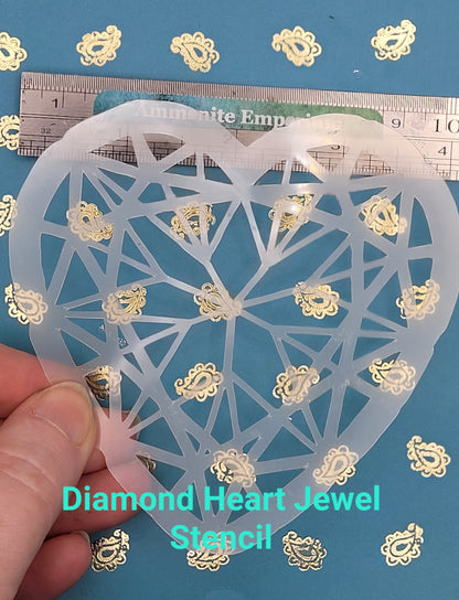 Heart Diamond jewel stencil facepaint bodyart cakecraft reusable