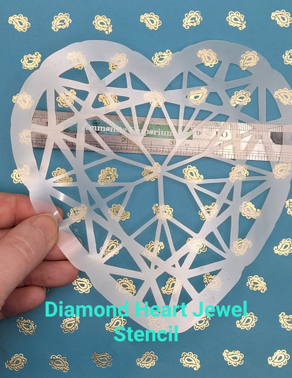 Heart Diamond jewel stencil facepaint bodyart cakecraft reusable