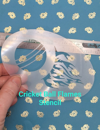 Cricket ball FLAMES Sports reusable stencil facepaint bodyart decor