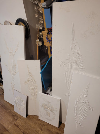 ICTHYOSAUR Faux Fossil Plaster Marine Reptile Fossil Art