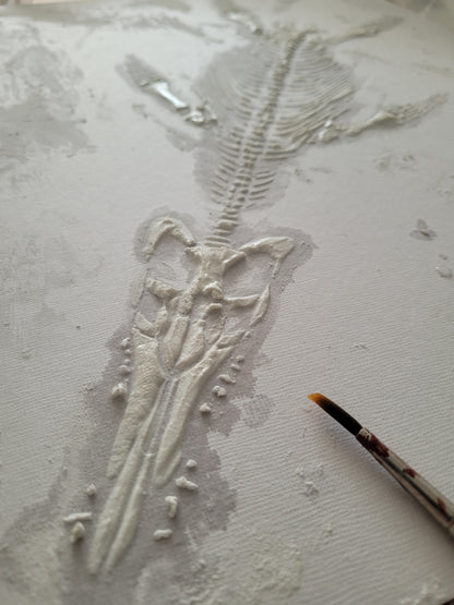 PLIOSAUR Faux Fossil Sea Rex Plaster Marine Reptile Fossil Art