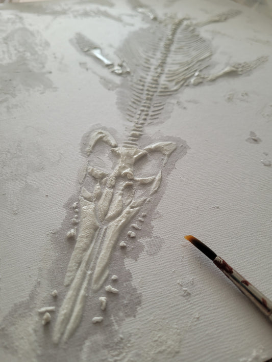 PLIOSAUR Faux Fossil Sea Rex Plaster Marine Reptile Fossil Art