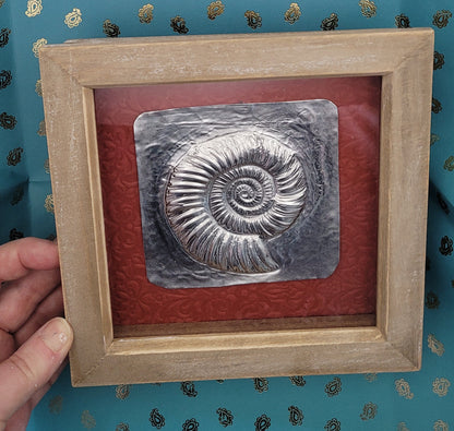 Silver Cephalopod Ammonite (Aluminium Fossil Art)