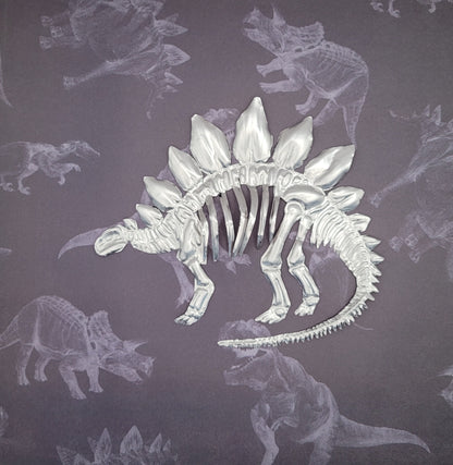 Silvery Stegosaur Skeleton (Aluminium Fossil Art)