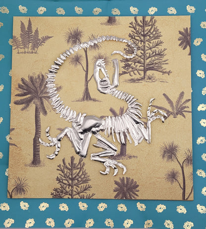 Metal Raptor Dinosaur Skeleton Art (Aluminium Fossil Art)