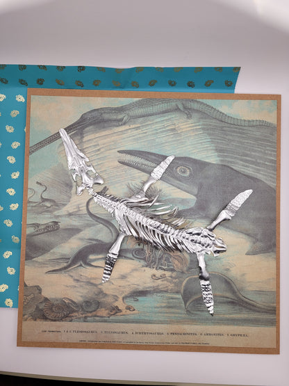 Silvery Sea Rex Pliosaur (Aluminium Marine Reptile Fossil Art)