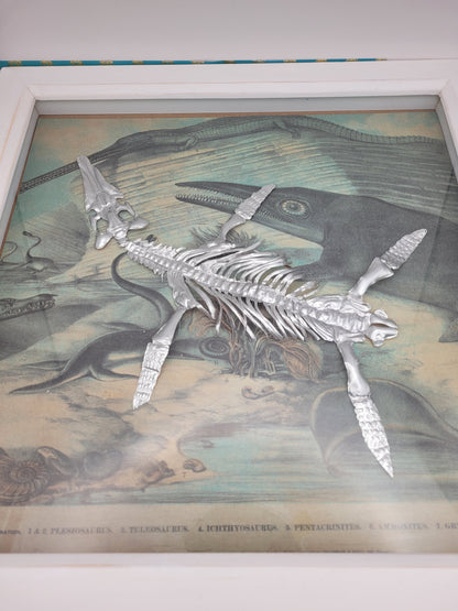 Silvery Sea Rex Pliosaur (Aluminium Marine Reptile Fossil Art)