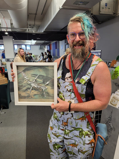 Silvery Sea Rex Pliosaur (Aluminium Marine Reptile Fossil Art)