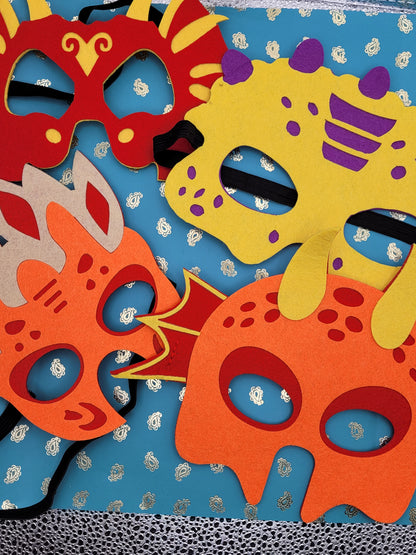 Felt Dino Dragon Monster Party Decoration Masks