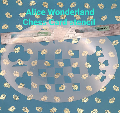 Alice in Wonderland Looking Glass cards chess Stencil face paint bodyart cakecraft