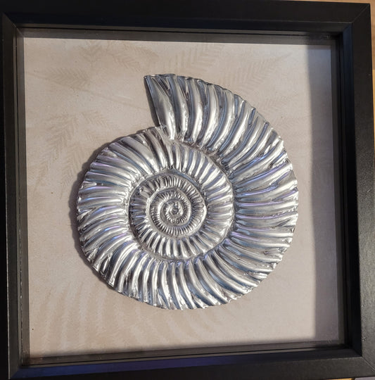 Silver Cephalopod Ammonite (Aluminium Fossil Art)