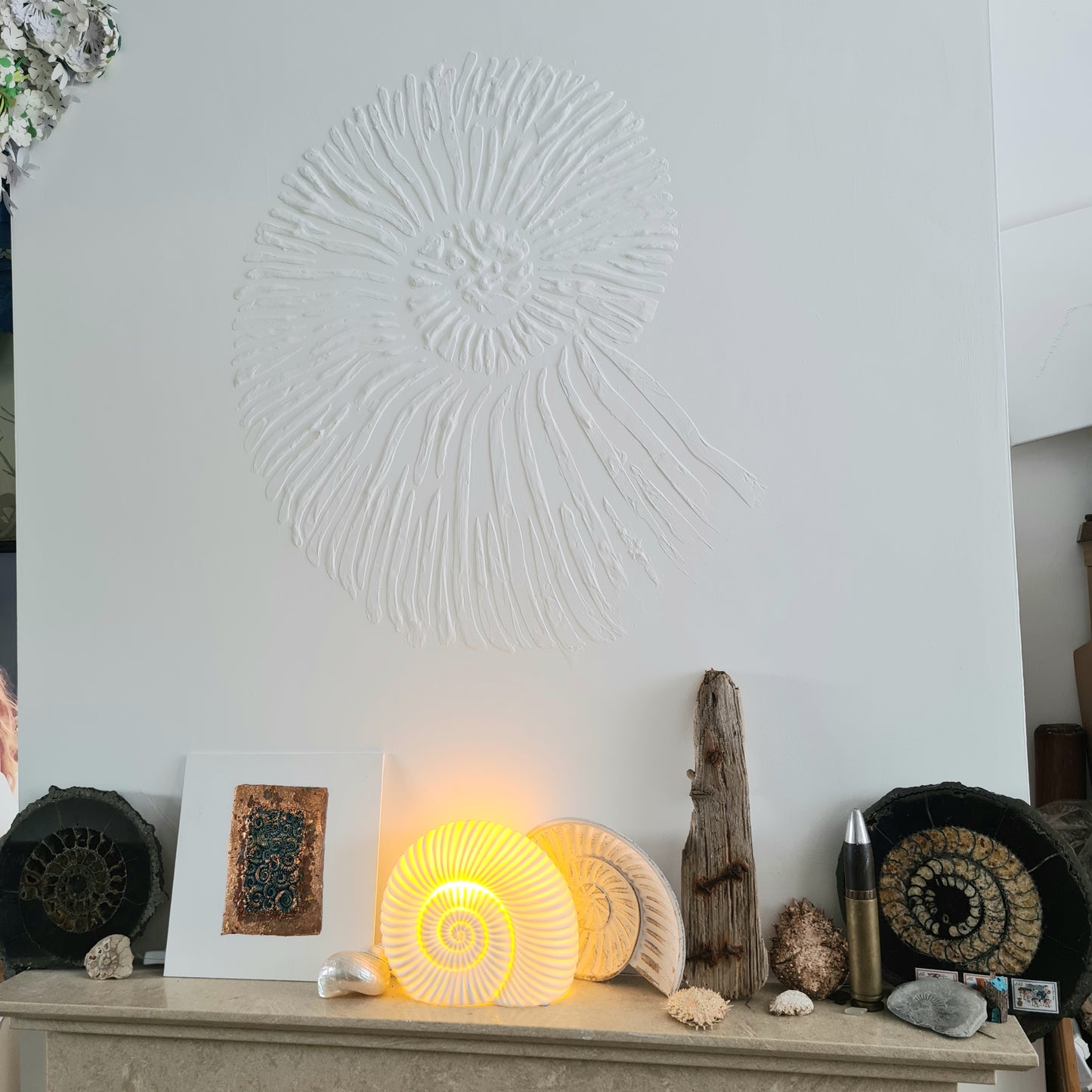 AMMONITE Faux Fossil Plaster Dinosaur Reptile Fossil Art