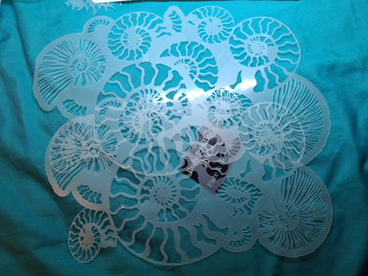 Fossil Ammonite assemblage snail mollusc spiral jurassic Stencil deathbed