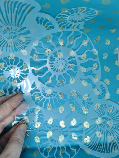 Fossil Ammonite assemblage snail mollusc spiral jurassic Stencil deathbed