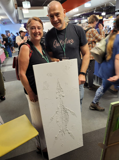 PLIOSAUR Faux Fossil Sea Rex Plaster Marine Reptile Fossil Art