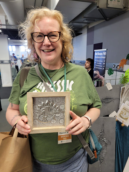 Silvery Stegosaur Skeleton (Aluminium Fossil Art)